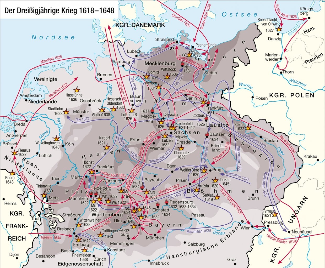 Karte des Dreißigjährigen Krieges